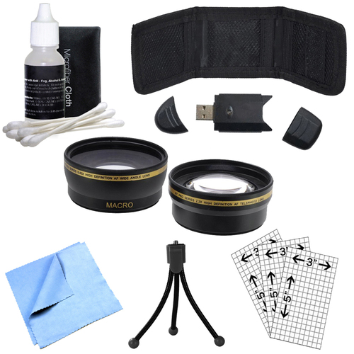 General Brand 52mm Wide Angle & Telephoto Lens, Cleaning Kit, Memory Card Wallet and More