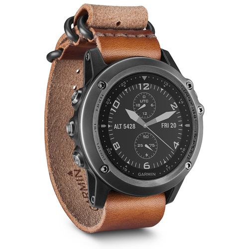 Garmin Fenix 3 Sapphire GPS Watch - Gray w/ Leather Strap (010-01338-80)