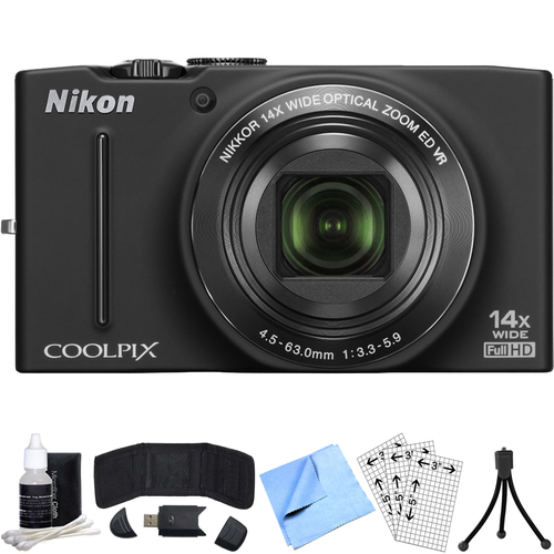 Nikon COOLPIX S8200 14x Zoom 16MP Digital Camera (Black) Refurbished Bundle