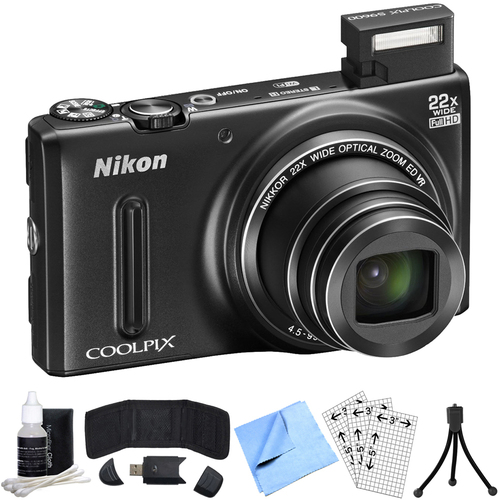 Nikon COOLPIX S9600 16MP Digital Camera w/ 22x Opt. Zoom (Black) Refurbished Bundle