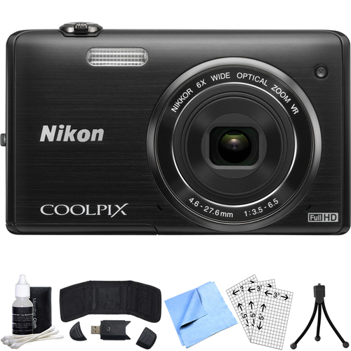 Nikon COOLPIX S5200 16MP Digital Camera with Built-In Wi-Fi (Black) Refurbished Bundle