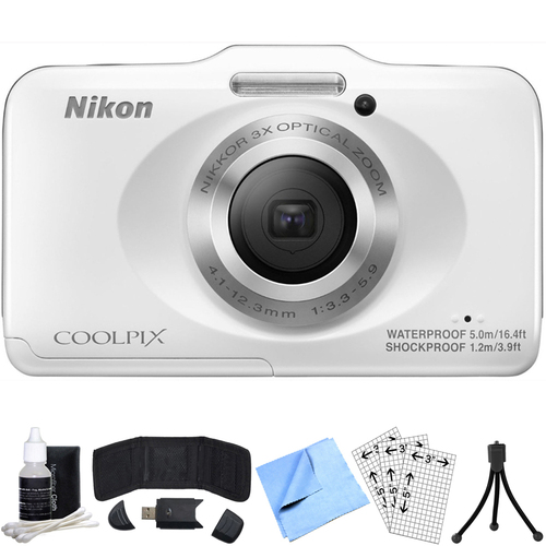Nikon COOLPIX S31 10.1MP Waterproof Digital Camera 720p HD (White) Refurbished Bundle