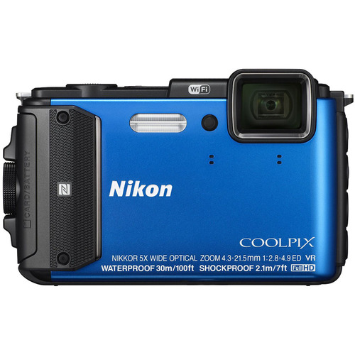 Nikon COOLPIX AW130 16MP 1080p Waterproof Blue Digital Camera - Refurbished