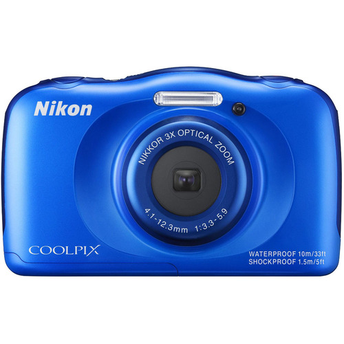 Nikon COOLPIX S33 13.2MP Waterproof Digital Camera - Blue (Refurbished)