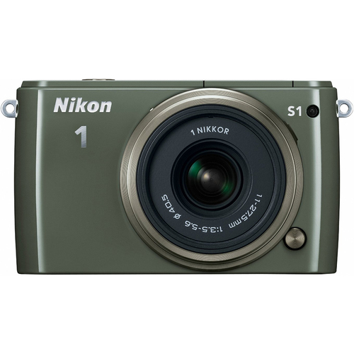 Nikon 1 S1 Mirrorless Digital Camera w/ 11-27.5mm Lens (Khaki) Factory Refurbished
