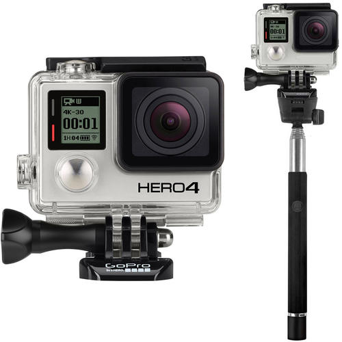 GoPro HERO4 Black Edition 4K Action Camera with Selfie Stick for GoPro Bundle