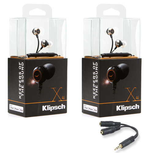 Klipsch X4i In-Ear Headphones w/ In-Line Remote/Mic for iPod/iPhone/iPad 2-Pack Bundle