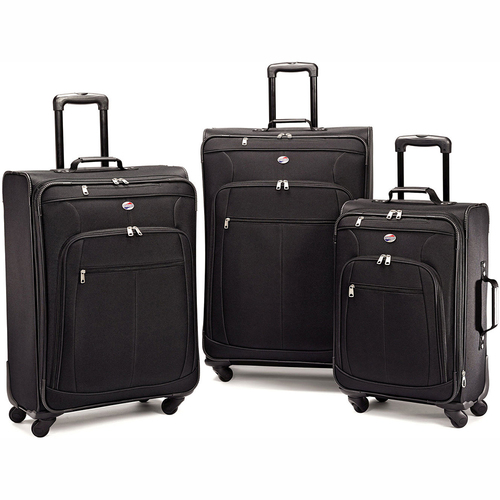 American Tourister Pop Plus 3 Piece Luggage Spinner Set Black (29 Inch, 25 Inch, 21 Inch)