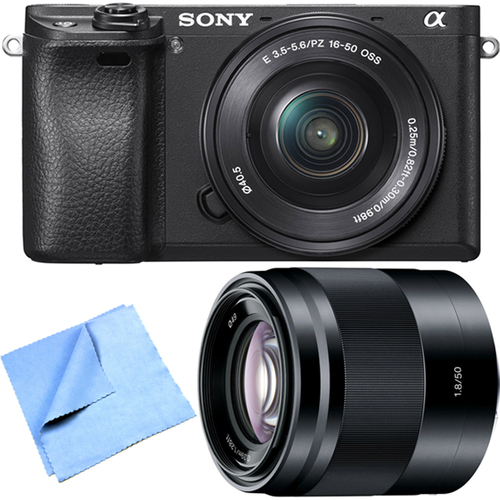 Sony ILCE-6300 a6300 4K Mirrorless Camera w/ 16-50mm Zoom + 50mm Prime Lens Bundle