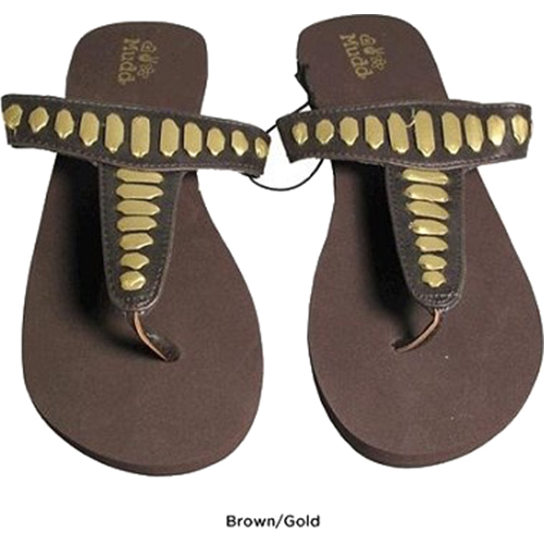 Mudd FOM277 Sandals Brown/Gold Size Large