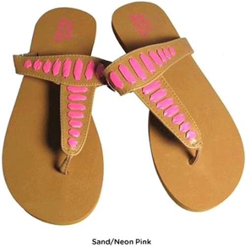 Mudd FOM277 Sandals Sand/Neon Pink Size Medium (7/8)