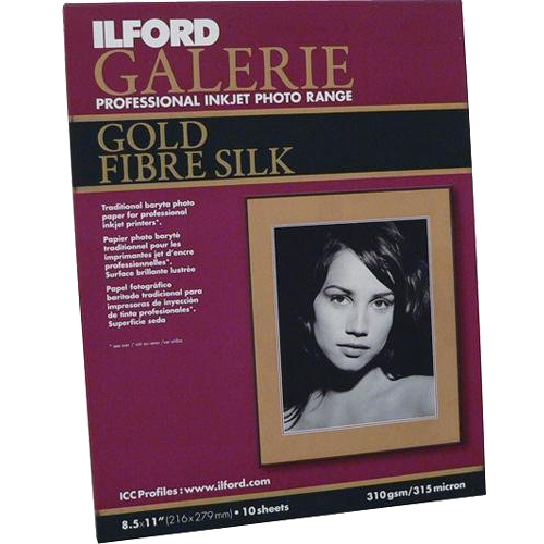 Ilford Galerie Gold Fibre Silk Inkjet 8.5 x 11 Photo Paper, 10 Sheets