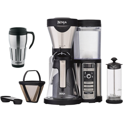 Ninja CF081 Coffee Bar Brewer w/Glass Carafe & Reusable Filter w Copco 24oz Mug Bundle