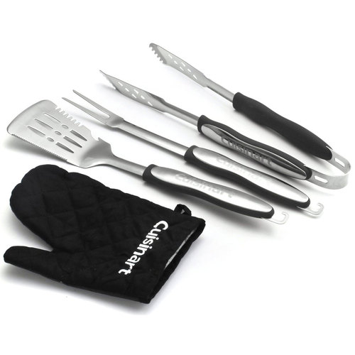 Cuisinart CGS-134BL 3-Piece Grilling Tool Set with Grill Glove, Black