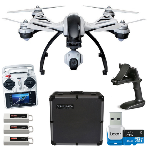 Yuneec Q500+ Typhoon Quadcopter Drone 3-Axis Gimbal Camera w/ 3 Batteries and 64GB Card