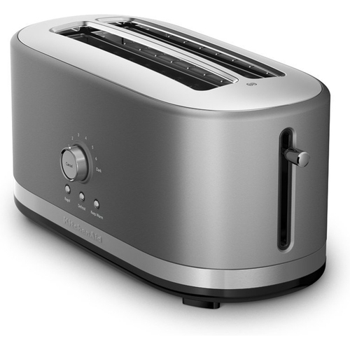 KitchenAid 4-Slice Long Slot Toaster with High Lift Lever in Contour Silver - KMT4116CU