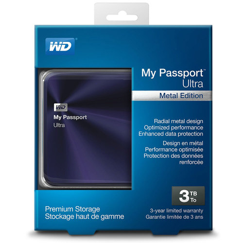 Western Digital 3TB My Passport Ultra Metal Edition Blue - USB 3.0 - WDBEZW0030BBA-NESN