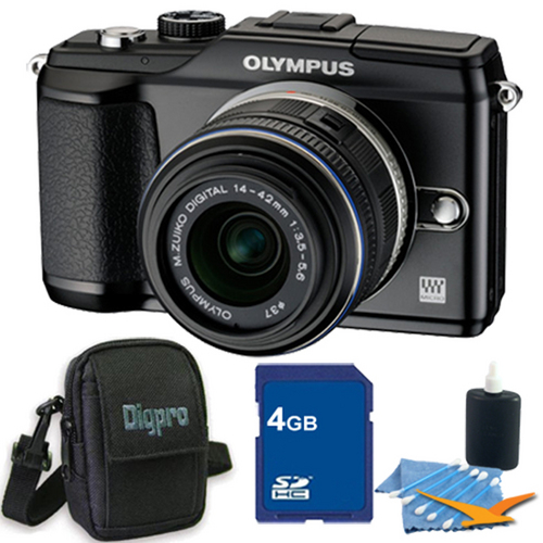 Olympus PEN E-PL2 12.3 MP 3-inch LCD Digital SLR Camera 14-42 Lens Black 4GB Kit