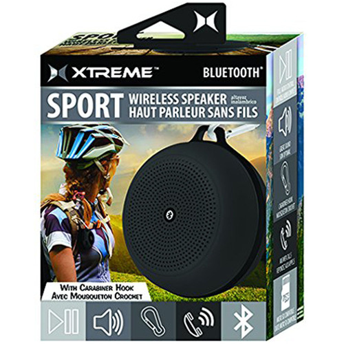 Xtreme Sport Wireless Bluetooth Speaker with Carabiner Hook - Black (XBS9-1009-BLK)