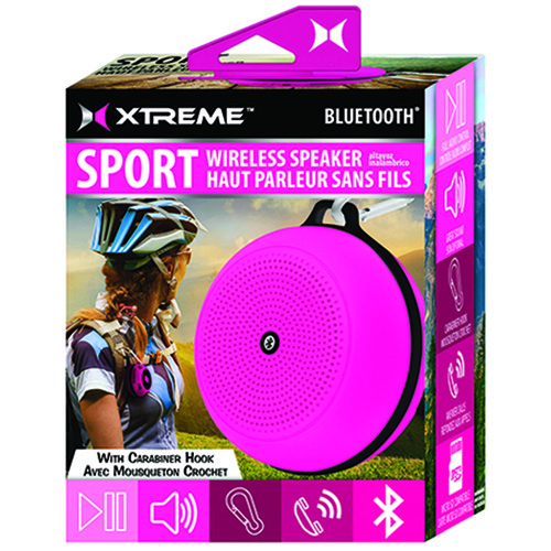 Xtreme Sport Wireless Bluetooth Speaker with Carabiner Hook - Pink (XBS9-1009-PNK)