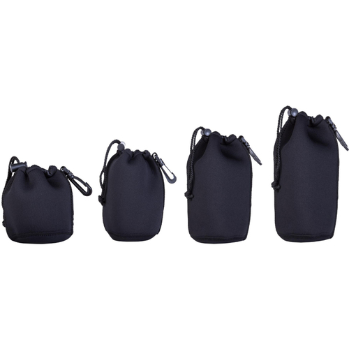 Vivitar Neoprene Lens Pouch 4-Pack includes 4.5` + 6` + 8` + 10` Pouches w/ Hook