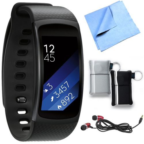 Samsung SM-R3600DAAXAR Gear Fit2 Smartwatch with Large Band - Black Bundle