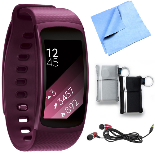 Samsung SM-R3600ZIAXAR Gear Fit2 Smartwatch with Large Band - Pink Bundle