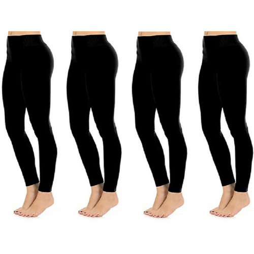 Fashionable Legs 4-Pack Seamless Full Length Leggings (Midnight Black) One Size