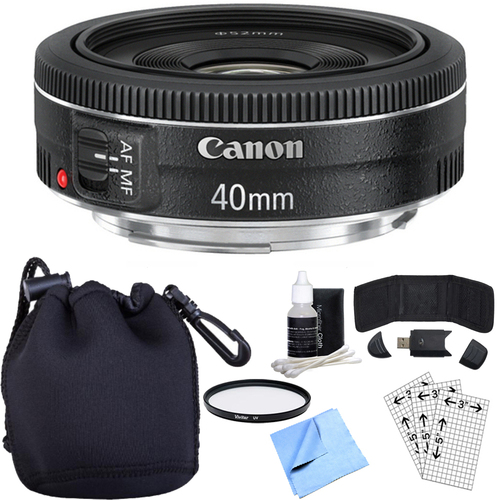 Canon EF 40mm f/2.8 STM Pancake Lens w/ Essential Photography Accessory Bundle