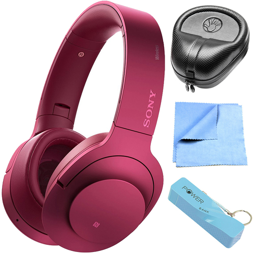 Sony Wireless NC On-Ear Bluetooth Headphone w/ NFC Bordeaux Pink w/ Power Bank Bundle