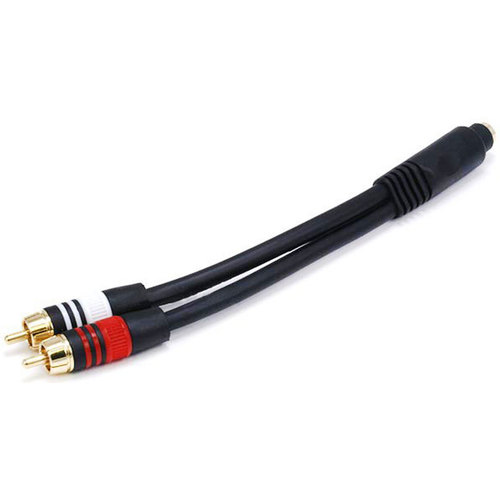 Monoprice 6` Premium 3.5mm Stereo Female to 2RCA Male 22AWG Gold Plated Black Cable