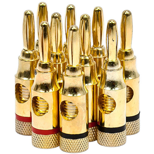 Monoprice High-Quality Brass Speaker Banana Plugs, 5-Pair, Open Screw Type - 9437
