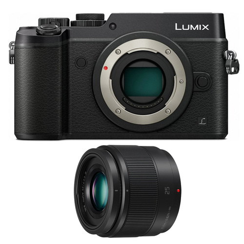Panasonic DMC-GX8KBODY LUMIX GX8 4K (DSLM) Black Camera and LUMIX Black 25mm Lens Bundle
