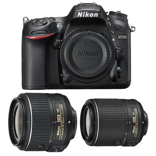 Nikon Refurbished D7200 DX 24.2MP DSLR Camera Kit w/ 18-55mm & 55-200mm VR II Lenses