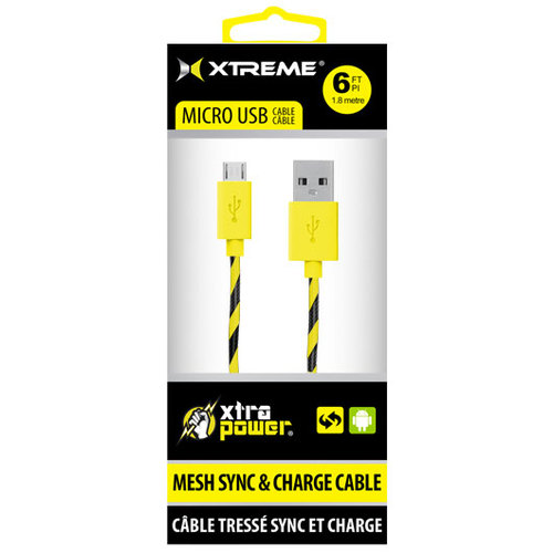 Xtreme Mesh Sync & Charge 6ft Micro USB Cable (Yellow)