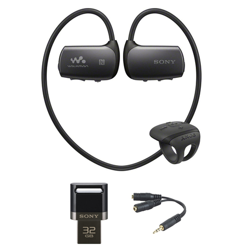 Sony 4GB Bluetooth Sports Wearable MP3 Player - Black w/ 32GB Flash Drive Bundle