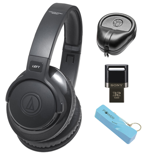 Audio-Technica SonicFuel Bluetooth Wireless Over-Ear Headphones w/ Sony 32GB Flash Drive Bundle