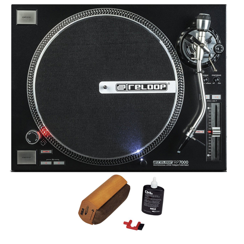 Reloop Quartz Driven DJ Turntable (Black) + D4+ Vinyl Record Cleaning System