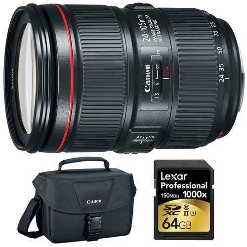 Canon EF 24-105mm f/4L IS II USM Standard Zoom Lens & 64GB Memory Card Bundle
