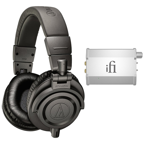 Audio-Technica Professional Studio Monitor Headphones - Gray  w/ iFi Audio Port. Headphone Amp.