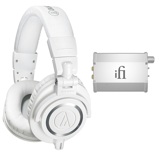 Audio-Technica Professional Studio Headphones White ATH-M50xWH w/ iFi Audio Port. Headphone Amp