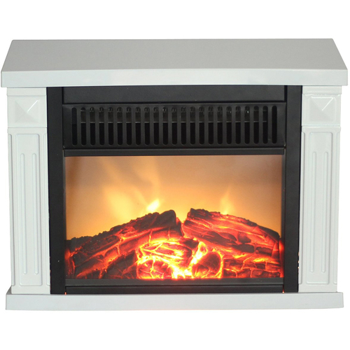 Comfort Glow Bookshelf Mini Fireplace in White - EMF162