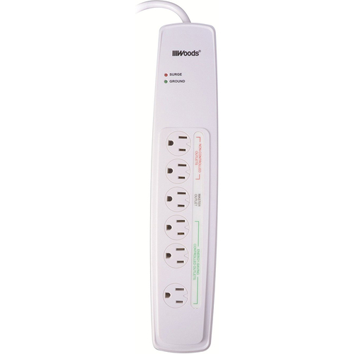 Coleman Cable Woods Wire 6-Outlet Surge Protector - 0417047810