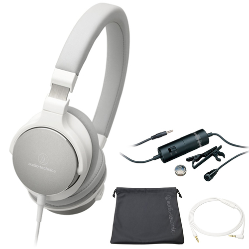 Audio-Technica On-Ear High-Resolution Audio Headphones White ATH-SR5WH with Microphone