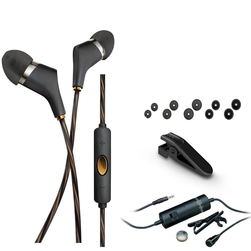 Klipsch X6i In-Ear Headphones Black - 1015195 with Audio Technica Clip On Microphone