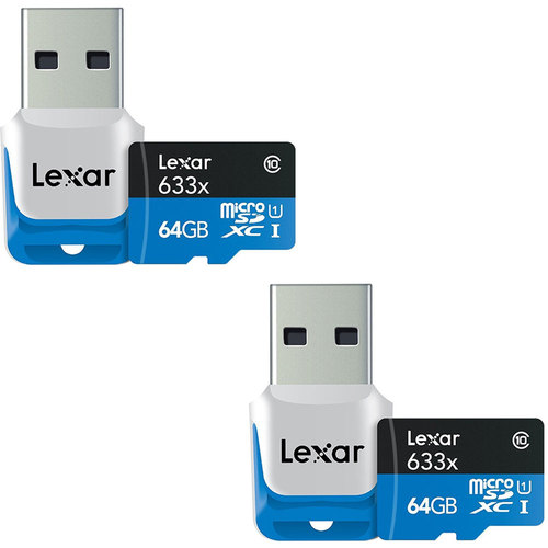 Lexar 2-Pack of 64GB microSDXC UHS-I 633X Memory Card w/ USB 3.0 Card Readers