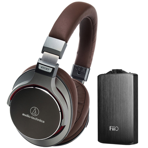 Audio-Technica SR7 SonicPro Over-Ear High-Resolution Headphones w/ FiiO A3 Amplifier, Gun Metal