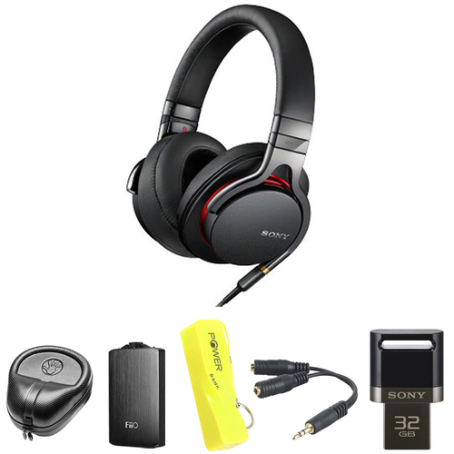 Sony Premium High-Res Stereo Headphone - Black w/ FiiO A3 Amplifier Bundle