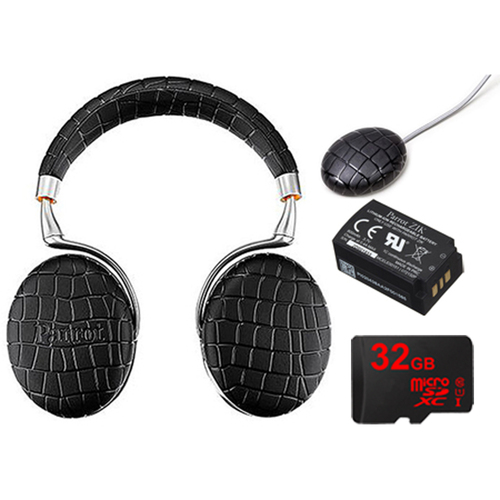 Parrot Zik 3 Wireless Noise Cancelling Bluetooth Headphone Ultimate Bundle (Black Croc)