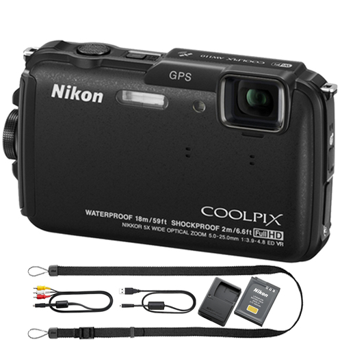 Nikon COOLPIX AW110 Waterproof 16MP Camera w/ WiFi & GPS (Black) Factory Refurbished